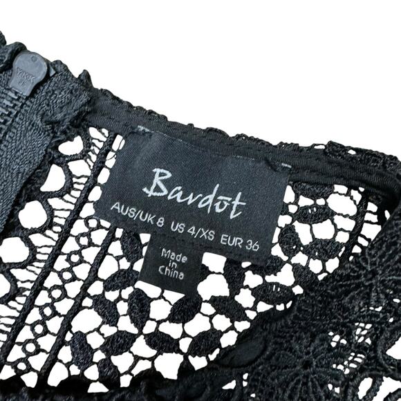 Bardot Ava Black Eyelet Lace Fit & Flare Mini Cocktail Dress - Picture 8 of 9
